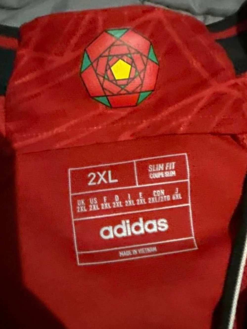 adidas Red Soccer Jersey with Geometric Crest